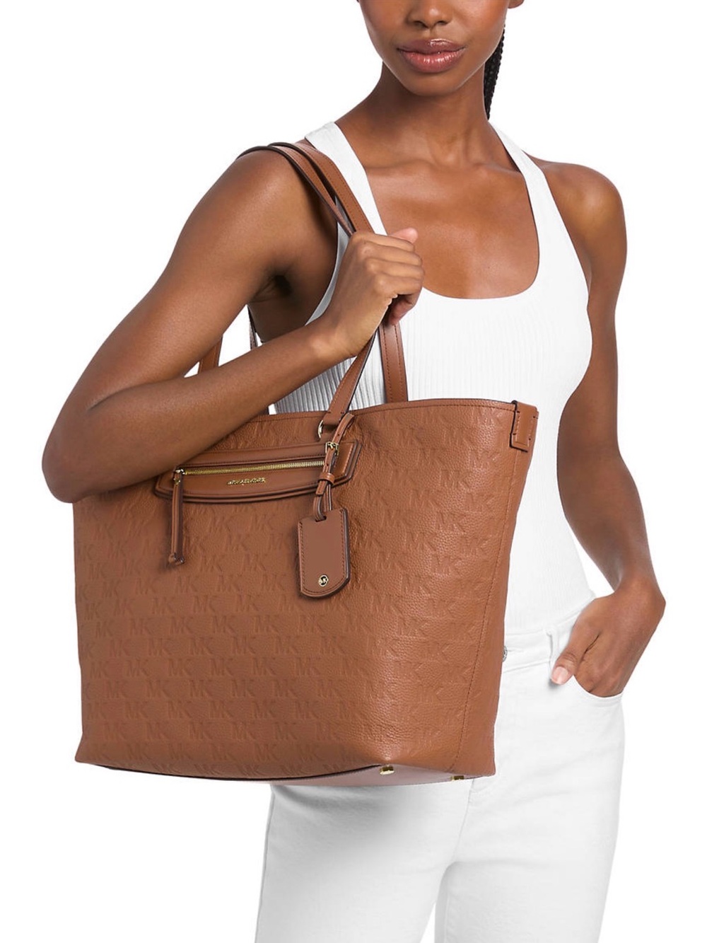 Michael Kors brown Embossed Leather Tote - Picture 15 of 16